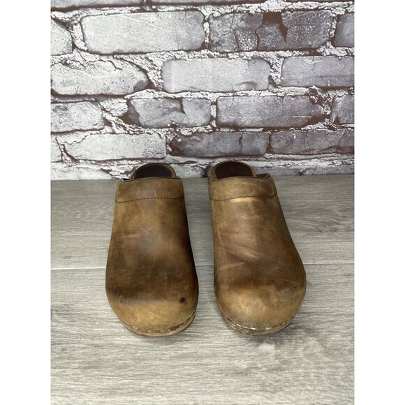 Sanita Brown Nubuck Leather Round Clogs Wooden Heel Shoes Women Sz 40EU/9.5M US - Picture 12 of 16